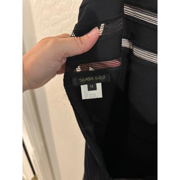 NWT Tadashi Shoji Black Mesh Illusion Cocktail Dress - Picture 11 of 14